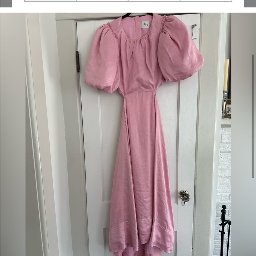AJE pink backless midi dress